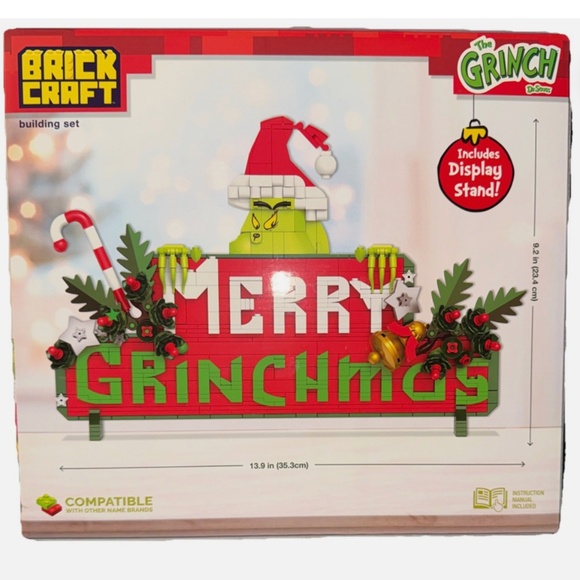 Brickcraft the Grinch Merry Grinchmas Sign Brick Building  BRICK CRAFT Building Set Grinch #72361 Merry Grinchmas Sign NEW